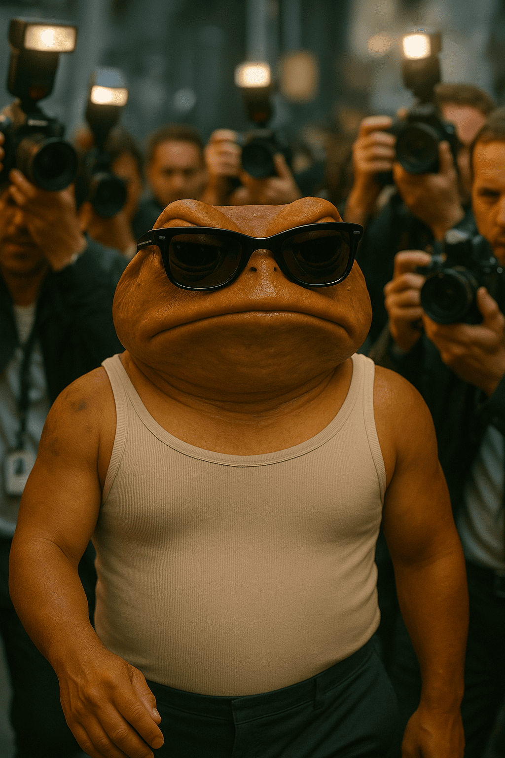Erv walking through paparazzi after spraying Face Juice